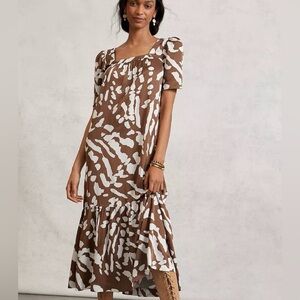 Anthropologie Maeve Lisabetta square neck short sleeve maxi dress  pockets large
